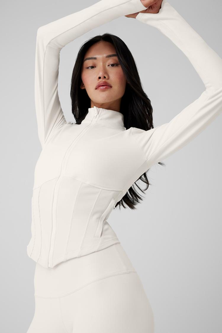 Airbrush Corset Full Zip Jacket - Ivory
