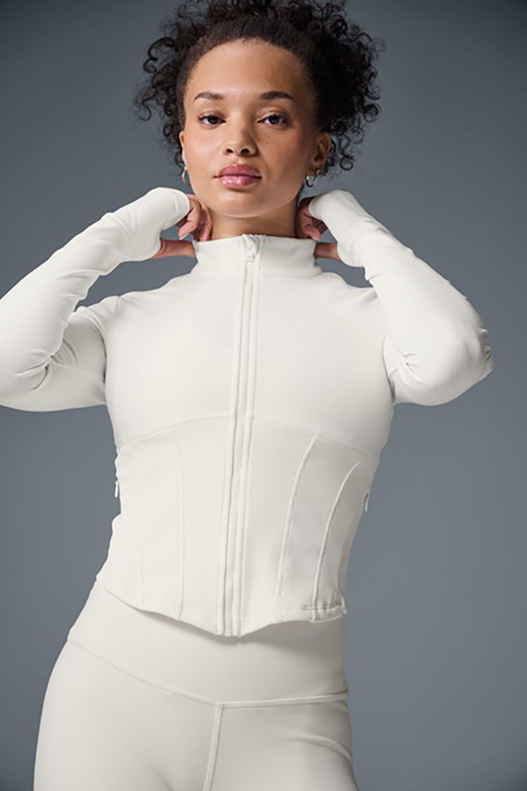 Airbrush Corset Full Zip Jacket - Ivory